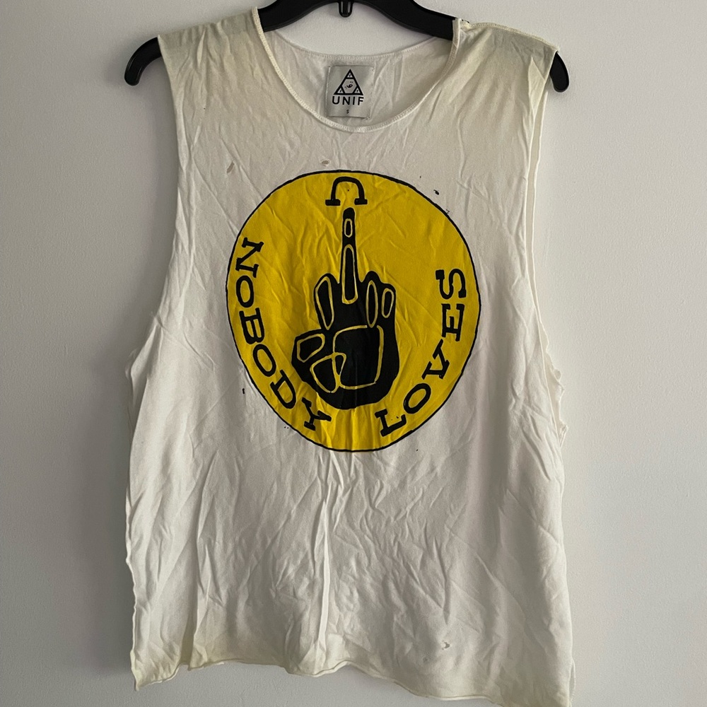 Unif Sleeveless Shirt Size Small Men’s Women’s Unisex “Nobody Loves You”